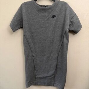 Nike Tech Fleece Dress Grey Short Sleeve Back Zip Athletic Mini XS